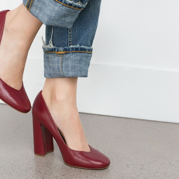 Zara Shoes - Zara Woman red chunky heel pumps size 36